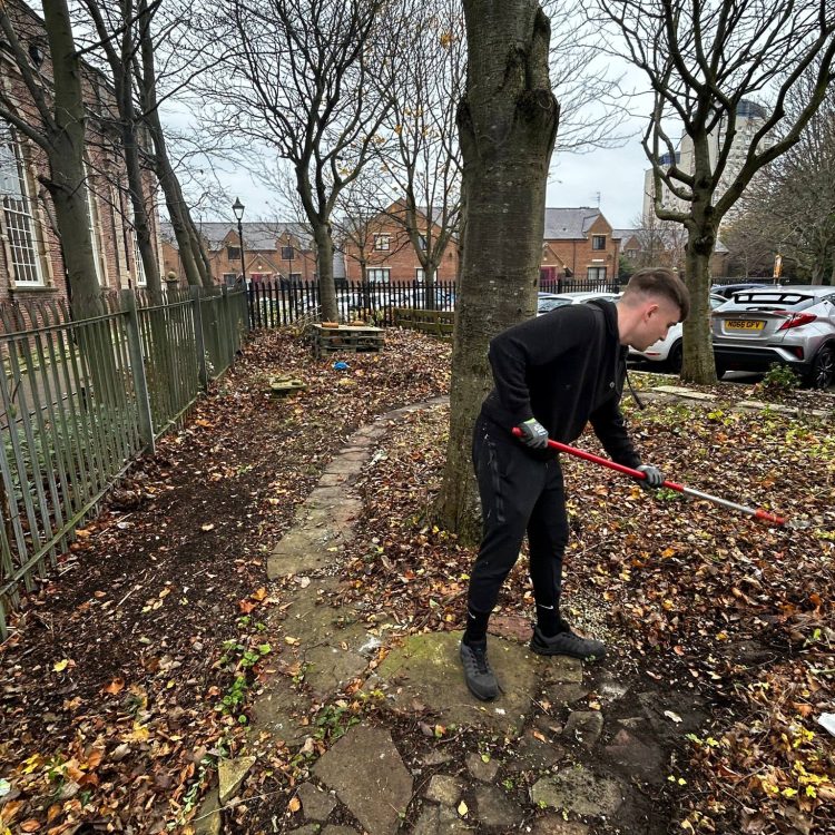 One workman from AESC clearing paths